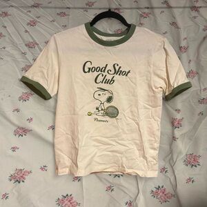 Uniqlo Peanuts White and Green Tee